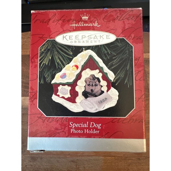 Hallmark Special Dog Keepsake Ornament 1998 Pet Doghouse Christmas Photo Holder - Picture 1 of 5